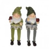 Egyéb Manó gombával, almával lógólábú kerámia 7,5 cm x 7 cm x 19 cm szürke, zöld 2 féle