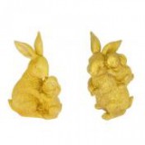 Egyéb Nyúl kisnyúllal álló, ülő poly 11 cm x 6 cm x 16 cm arany 2 féle