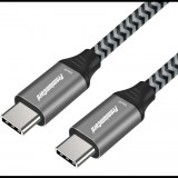 Egyéb PremiumCord KU31CR2 USB Gen 2x2 apa - USB Gen 2x2 3.2 apa Adat és töltő kábel - Szürke (2m) (KU31CR2)
