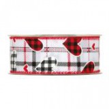 Egyéb Szalag szívvel textil 40mm x 10m fehér, piros
