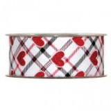 Egyéb Szalag szívvel textil 40mm x 15m fehér, piros