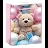 Egyéb Szalagfüles papír Ajándéktasak Maci lufikkal mintával (31 x 42 cm) - Mintás (370514)