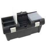 Egyéb Szerszámos láda, műanyag, alucsatos, tálcával, fekete, lakatolható; 20"