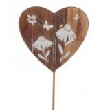 Egyéb Szív virággal betűzős fa 11 cm natúr [4 db]