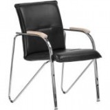 Egyéb Tárgyalószék, műbőr borítás, krómozott acélváz, bükk karfa, "Sabina", fekete