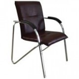 Egyéb Tárgyalószék, műbőr borítás, krómozott acélváz, diófa karfa, "Sabina", fekete