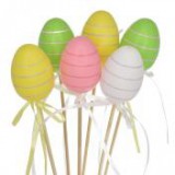 Egyéb Tojás csíkos betűzős műanyag 6 cm zöld, rózsaszín, sárga [6 db]