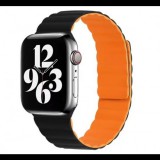 Egyéb Utángyártott Apple Watch forgatható mágneses szilikon szíj 42/44/45mm L fekete narancs (69315) (EG69315) - Szíj