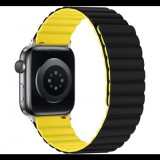 Egyéb Utángyártott Apple Watch mágneses szilikon szíj 42/44/45mm fekete/sárga (69335) (EG69335) - Szíj