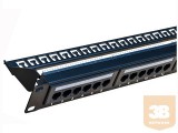 Egyéb UTP Cat5e patch panel, 24 portos, levehető tehetmentesítővel