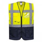 Egyéb Vezetői mellény, jól láthatósági, L méret "Warsaw", narancssárga-tengerészkék