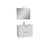 Egyéb Vitra Mia fényes fehér fürdőszobaszekrény 79cmx39,5cm, mosdóval,tükörrel,lámpával, középen csaplyukkal