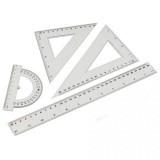 Egyéb Vonalzókészlet, 30cm, vonalzó, szögmérõ, 45° és 60° háromszög vonalzók 4 db/csom