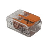 Egyéb WAGO vezeték összekötő, gyorscsatlakozó, rugós 2-es, átlátszó 0,2-4mm2, 32A (221-412)