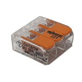 Egyéb WAGO vezeték összekötő, gyorscsatlakozó, rugós 3-as, átlátszó 0,2-4mm2, 32A (221-413)