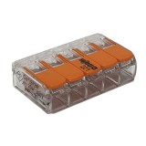 Egyéb WAGO vezeték összekötő, gyorscsatlakozó, rugós 5-ös, átlátszó 0,2-4mm2, 32A (221-415)