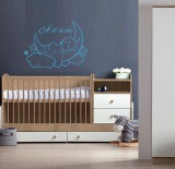 Egyedi Névre szóló Falmatrica, dekoráció - Baba alszik a holdon