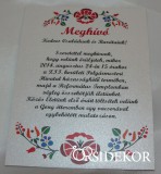 Egylapos esküvői meghívó magyaros mintával