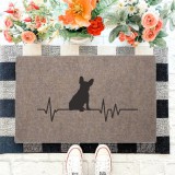 "EKG" Francia bulldog kutyás lábtörlő barna háttérrel (60 x 40 x 0,2 cm)