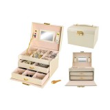 Ékszerdoboz - bézs, ékszer tároló, ékszeres láda, sminkes doboz