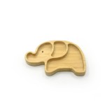 Elefánt bambusz tányér szilikon tapadókoronggal - Rózsaszín