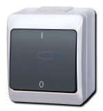ELEKTRO-PLAST 0333-01 "Hermes" kétpólusú kapcsoló, falon kívüli, sötét nyomó, IP44, 250V, 10A