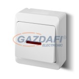 ELEKTRO-PLAST 0341-02 "Hermes" egypólusú kapcsoló, élvilágítós, falon kívüli, fehér, IP44, 250V, 10A