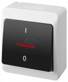 ELEKTRO-PLAST 0343-01 "Hermes" kétpólusú kapcsoló, élvilágítós, falon kívüli, sötét nyomó, IP44, 250V, 10A