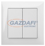 ELEKTRO-PLAST 1418-00 "Sentia" dupla váltókapcsoló, süllyesztett, fehér, IP20, 250V, 10A, kerettel