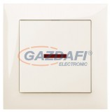 ELEKTRO-PLAST 1425-01 "Sentia" jelzőfényes váltókapcsoló, süllyesztett, krém, IP20, 250V, 10A, kerettel