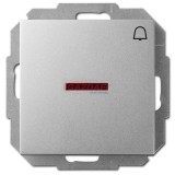 ELEKTRO-PLAST 1427-56 "Sentia" csengőjeles, jelzőfényes kapcsoló, süllyesztett, ezüst, IP20, 250V, 10A, keret nélkül