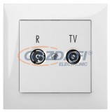 ELEKTRO-PLAST 1455-00 "Sentia" süllyesztett R-TV csatlakozó aljzat, 14dB, „átmenő”, fehér, kerettel