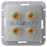 ELEKTRO-PLAST 1458-56 "Sentia" süllyesztett, dupla hangszóró aljzat, ezüst, keret nélkül