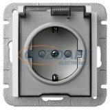 ELEKTRO-PLAST 1469-10 "Sentia" csatlakozó aljzat átlátszó csapfedéllel, 2P+F, IP44, fehér, keret nélkül