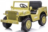 Elektromos Kisautó-JEEP WILLYS-re hasonlító-4 kerék meghajtás-2.4 GHz-es Távirányító-Nyitható Motorháztető és Csomagtartó-EVA Kerék-Műbőr Ülés-Lengéscsillapító-Bézs