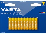 Elem, AAA mikro, 10 db, műanyagmentes, VARTA Longlife (VELEAAA10R)