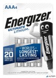 Elem, AAA mikro, 4 db, Lítium, ENERGIZER "Ultimate Lithium"