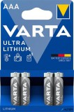 Elem, AAA mikro, 4 db, lítium, VARTA &#039;Ultra Lithium&#039;