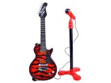 Elemes Rock Gitár Mikrofonnal-Hevederrel Gyerekeknek-Hang és Fényeffektusokkal-Állítható Állvánnyal-A