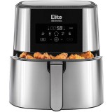 Elite Electronics Elite® 8 L-es Air Fryer 1800W olaj nélküli forró levegős fritőz digitális kijelzővel, elegáns rozsdamentes acél burkolattal