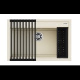 Elleci Best 130 Workstation Gránit mosogató medence G62 bianco antico szett