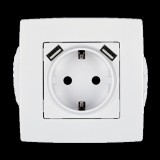 ELMARK CITY NÉMET TÍPUSÚ DUGALJ+2 USB FEHÉR