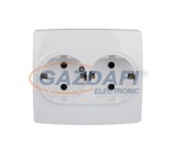 ELMARK "City" süllyesztett kettes dugalj, metál fehér