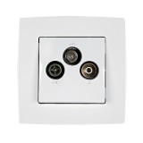 ELMARK "City" süllyesztett TV-R-SAT aljzat, metál fehér