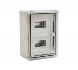 ELMARK falon kívüli maszkolt manyag elosztószekrény átlátszó ajtóval, 18 modul, 350x250x150mm, IP65, szürke