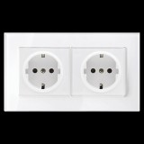 ELMARK GERMAN DOUBLE SOCKET 16A GLASS FRAME WHITE+C. BOX