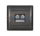 ELMARK "Rhyme" süllyesztett dupla telefon csatlakozóaljzat RJ11, metál grafit