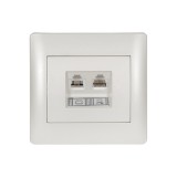 ELMARK "Rhyme" süllyesztett telefon és informatikai csatlakozóaljzat RJ11+RJ45, metál fehér