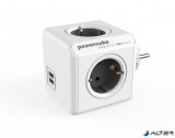 Elosztó, 4 aljzat, 2 USB csatlakozó, ALLOCACOC "PowerCube Original USB DE", fehér-szürke
