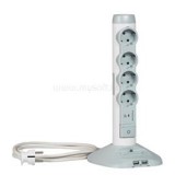 elosztó - 4 aljzat, multimédás, túlfeszültség-védelemmel, 2x USB töltő, 1x MicroUSB aljzat, 2m, kapcsoló (LEGRAND_694614)